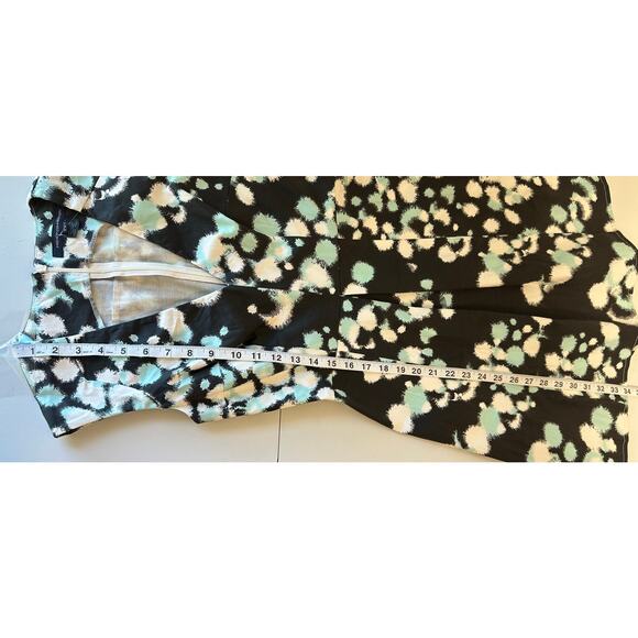 French Connection Black Fit & Flare Dress Green White Abstract Dot Party 4 - Picture 5 of 7